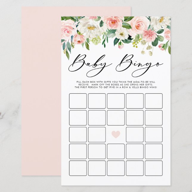 Garden Flowers Baby Bingo Baby Shower Game (Front/Back)