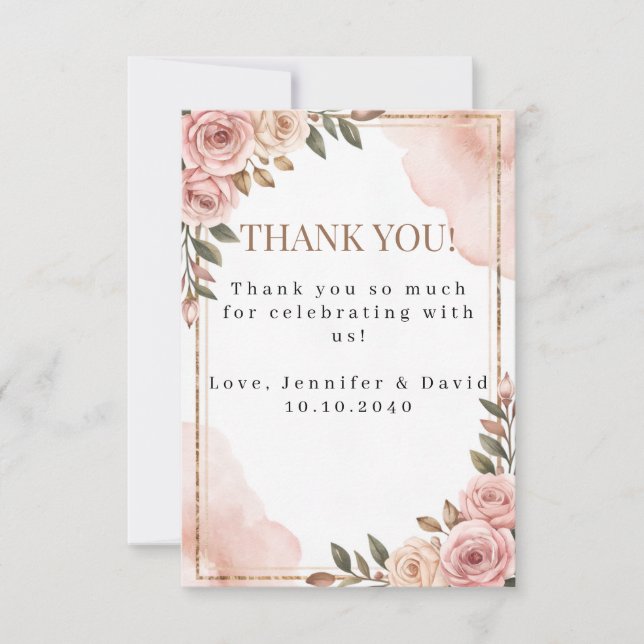 Garden Flowers Baby Shower Flat Thank You Card (Front)