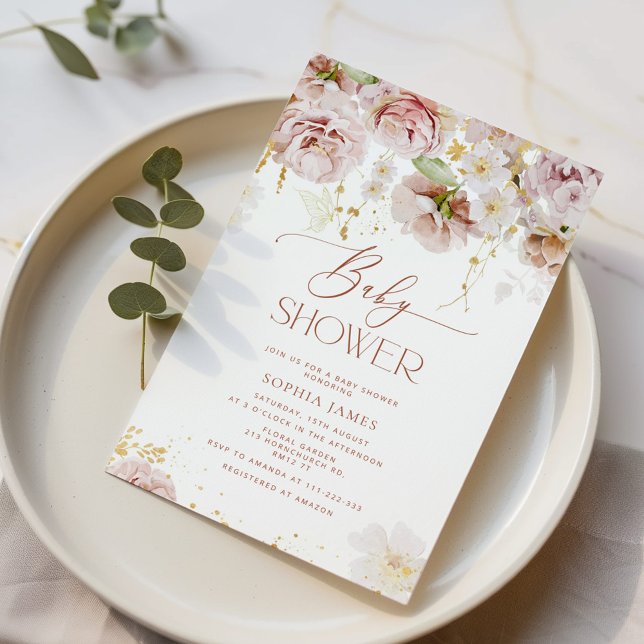 Garden flowers baby shower invitation (Creator Uploaded)