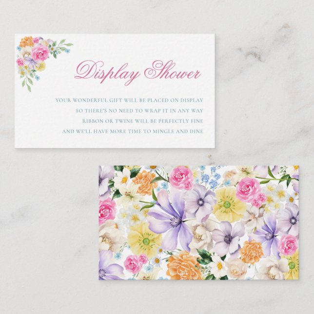 Garden Flowers Bloom Display Shower Bridal Shower Enclosure Card (Front/Back)