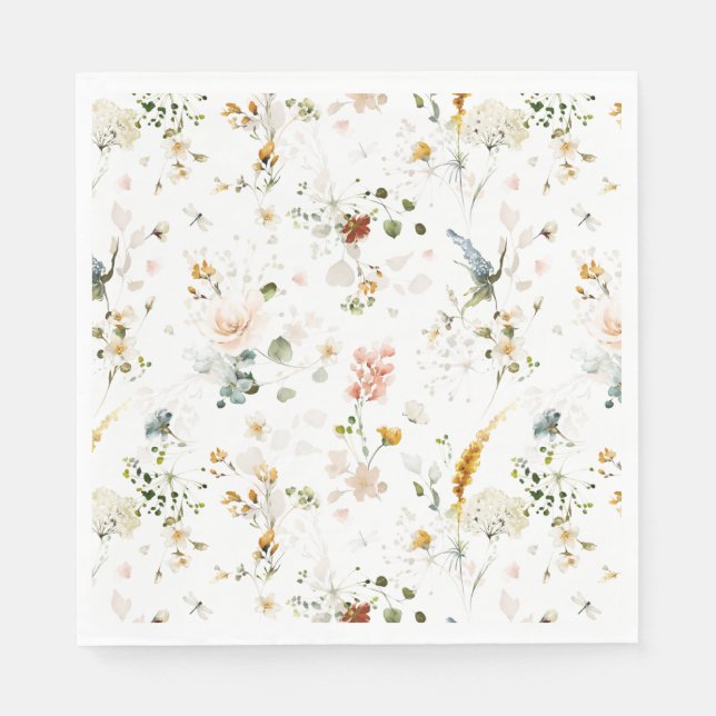Garden Flowers Botanical Bridal Shower  Napkin (Front)