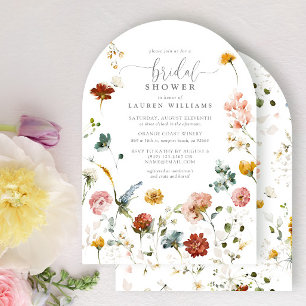 Garden Flowers Botanical Script Bridal Shower  Invitation