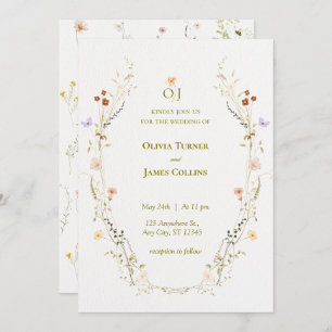 Garden Flowers Botanical Wedding Invitation