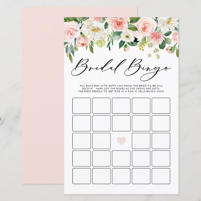 Garden Flowers Bridal Bingo Bridal Shower Game (Front/Back)