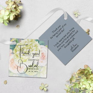 Garden Flowers Bridal Shower Dusty Blue Favour Tags