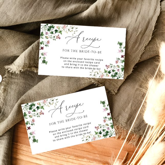 Garden Flowers Bridal Shower Recipe  Enclosure Car Card (Creator Uploaded)