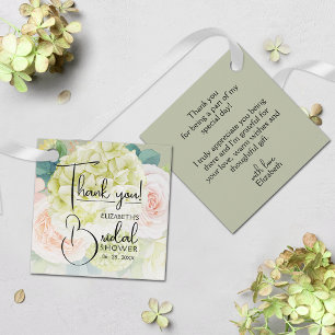 Garden Flowers Bridal Shower Sage Green Favour Tag