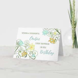 Garden Flowers Cousin Birthday Card