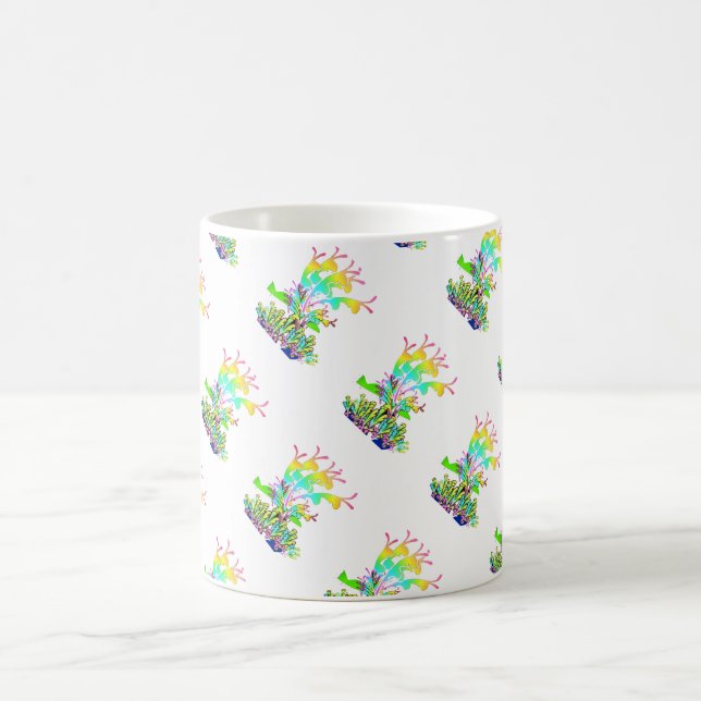Garden Flowers Diagonal White  Coffee Mug (Center)