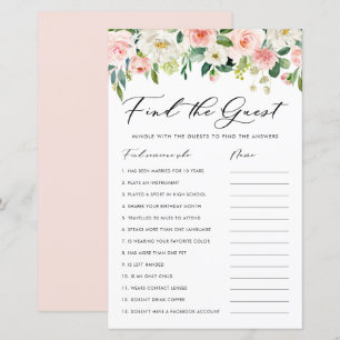 Garden Flowers Find the Guest Bridal Shower Game