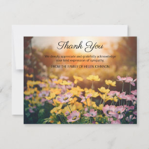 Garden Flowers Funeral Thank You Note Card