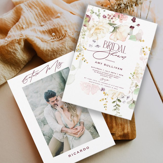Garden Flowers Greenery Boho Floral Bridal Shower Invitation (Creator Uploaded)
