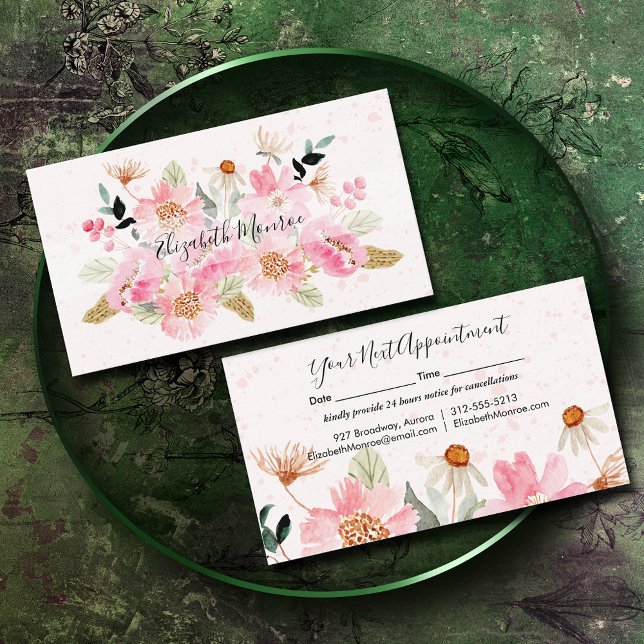 Garden Flowers Hair Stylist Salon Makeup Appointment Card (Creator Uploaded)