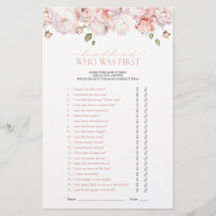 Garden Flowers He Said She Said Pink Shower Game