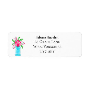 Garden Flowers Mason Jar Return Address Labels