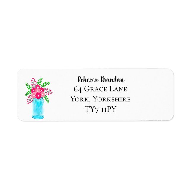 Garden Flowers Mason Jar Return Address Labels (Front)