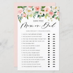 Garden Flowers Mum or Dad Baby Shower Game