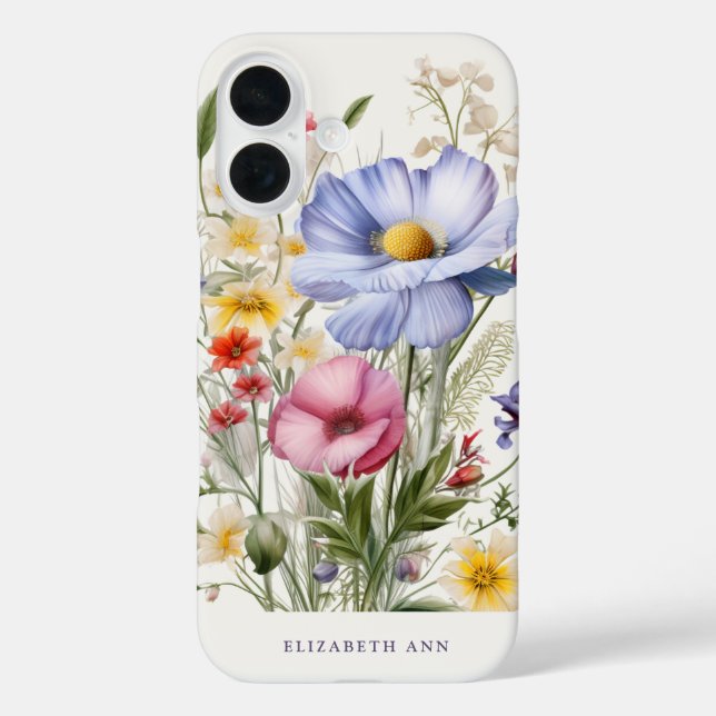 Garden Flowers Personalised Name Case-Mate iPhone Case (Back)