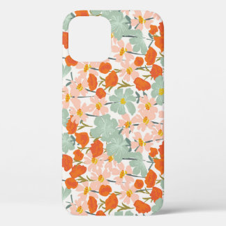 Garden flowers: pink, orange seamless iPhone 12 case