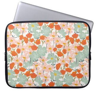 Garden flowers: pink, orange seamless laptop sleeve