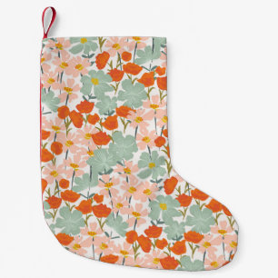 Garden flowers: pink, orange seamless small christmas stocking