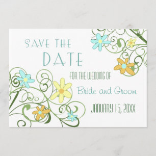 Garden Flowers Save the Date Wedding Card