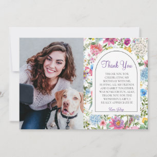 garden flowers script thank you card