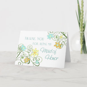 Garden Flowers Thank You Maid of Honour Card