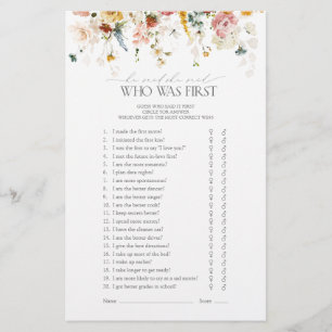 Garden Flowers Watercolor Bridal Shower Game