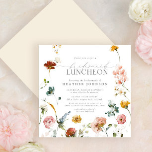 Garden Flowers Watercolor Bridesmaids Luncheon Invitation