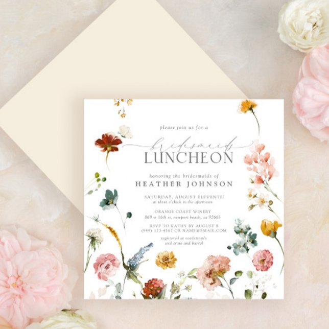 Garden Flowers Watercolor Bridesmaids Luncheon Invitation (Creator Uploaded)