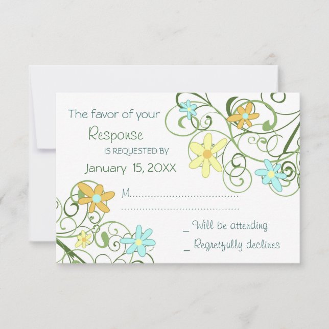 Garden Flowers Wedding RSVP Card (Front)