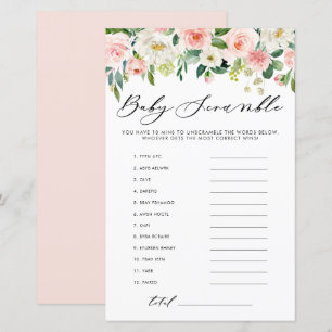 Garden Flowers Word Scramble Baby Shower Game