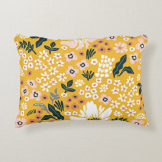 Garden Flowers: Yellow Vintage Charm. Decorative Cushion