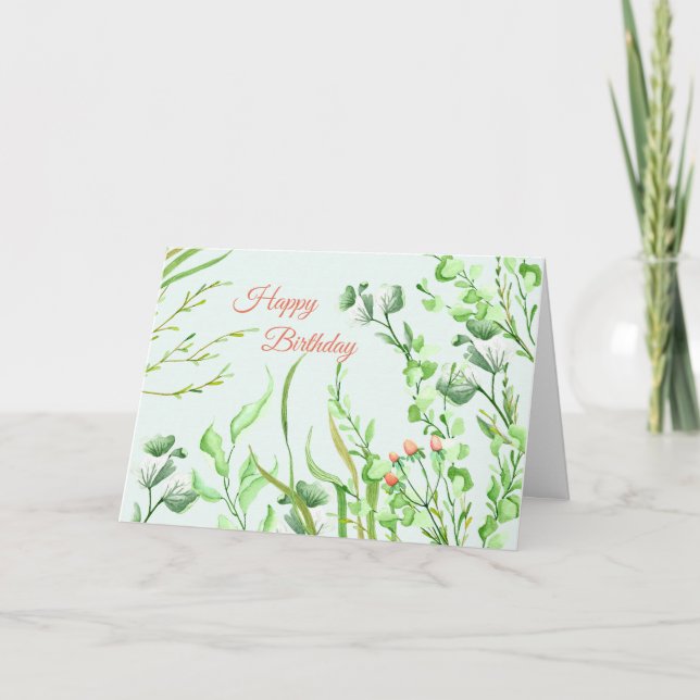 Garden Foliage Birthday Card (Front)