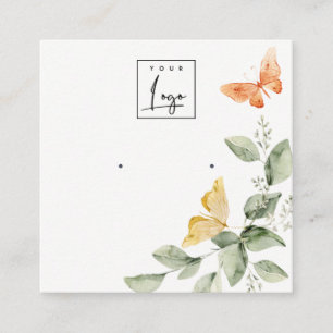 Garden Foliage Butterflies Logo Earring Display Square Business Card