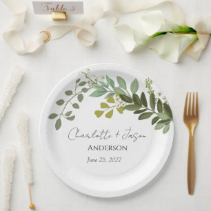 Garden Foliage Greenery Vines Wedding Party Paper Plate