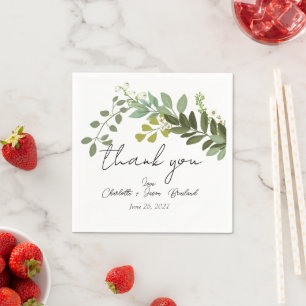 Garden Foliage Greenery Vines Wedding Thank You Napkin