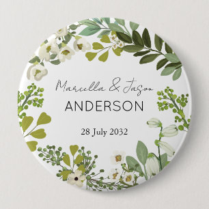 Garden Foliage Greenery Wreath Wedding Party 10 Cm Round Badge