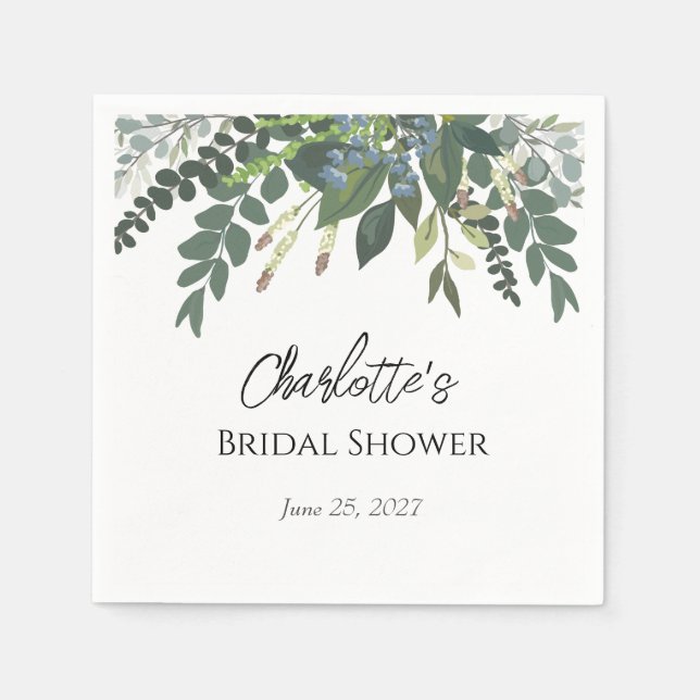 Garden Foliage Nature Greenery Bridal Shower  Napkin (Front)