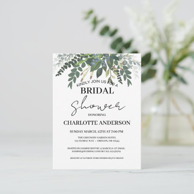 Garden Foliage Nature Greenery Bridal Shower   Postcard (Standing Front)