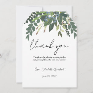 Garden Foliage Nature Greenery Bridal Shower Thank You Card
