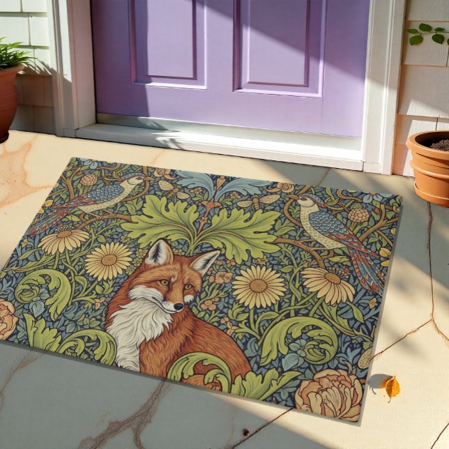 Garden Fox & Hoopoe Art Nuovo W. Morris / Floral Doormat (Creator Uploaded)