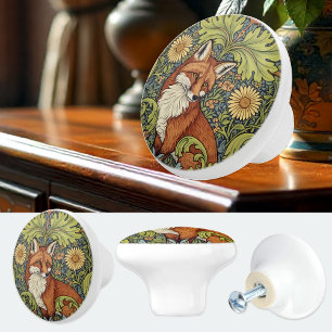 Garden Fox William Morris Floral Art Nouveau Ceramic Knob