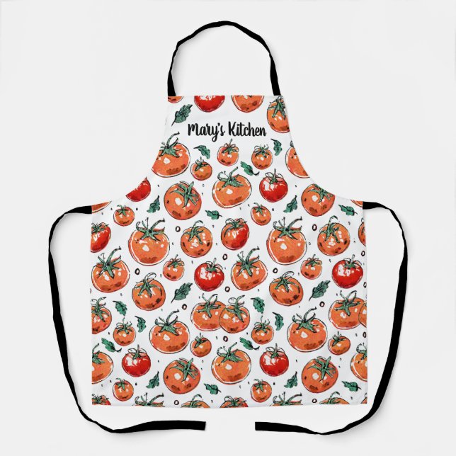 Garden Fresh Tomato Pattern with Name Apron (Front)