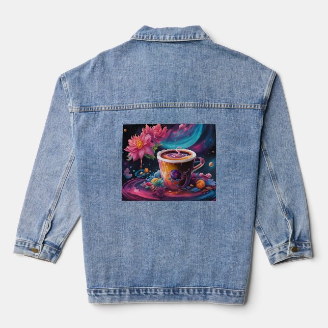 Garden Galaxy Coffee Denim Jacket (Back)