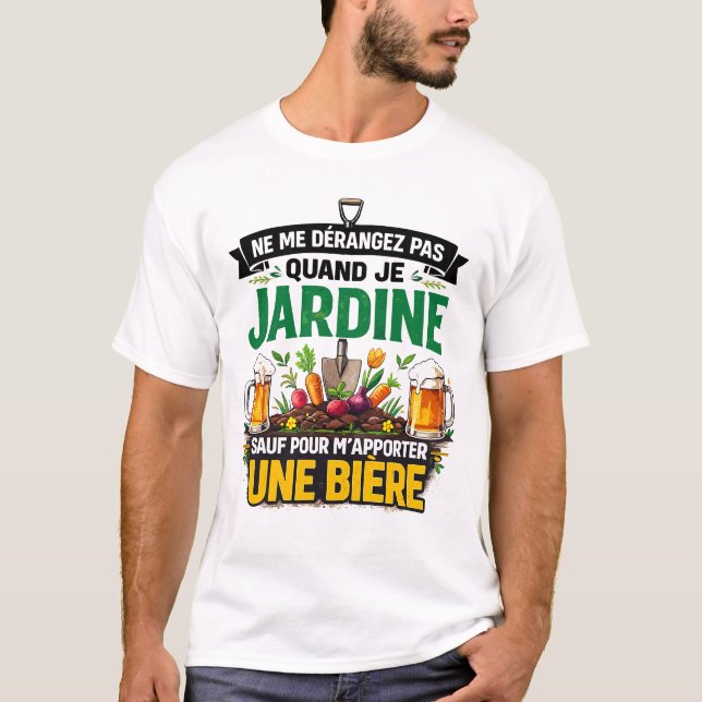 Garden Gardener Gardening And Beer Funny  T-Shirt (Front)