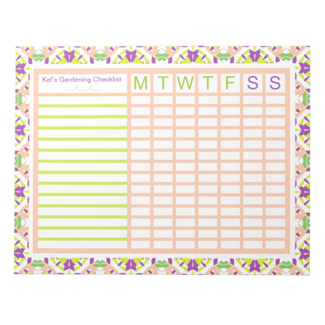 Garden Gardening Growing Weekly Tracker Planner Notepad (Front)