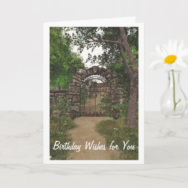 Garden Gate Birthday Card (Small Plant)