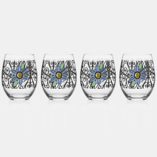 Garden Gate Floral Stemless Wine Glass